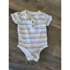 Pekkle‎ Baby Boys Striped H`enley Bodysuit Short Sleeve White Blue 6 Months #9